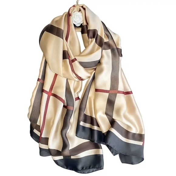 Geometric Print Scarf Accessories - Luxurious Geometric Print Scarf, Head Wrap
